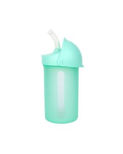Vaso con sorbito silicona y tapa giratoria verde Boon