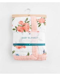 Cotton Muslin Baby Blanket - Watercolor Roses Little Unicorn