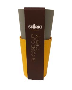 Pack x2 vasos silicona verde y mostaza Storki