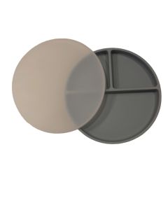 Plato con divisiones y tapa silicona celeste Storki