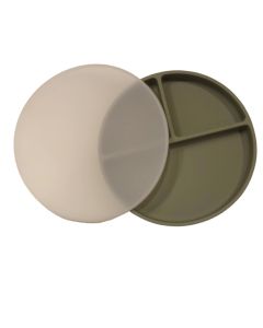 Plato con divisiones y tapa silicona verde Storki