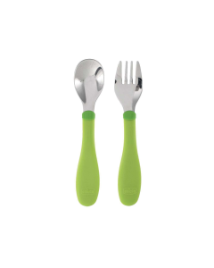 Cubiertos de acero inox verde +18m Chicco