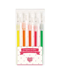 5 Fluorescent Wax Crayons Djeco