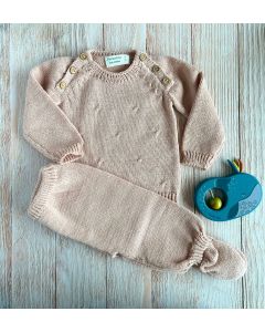 Set batita y pelele tejido ochos rosa RN Peekaboo