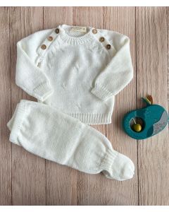 Set batita y pelele tejido ochos blanco RN Peekaboo