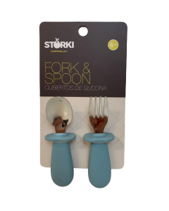 Pack Cuchara y Tenedor Acero Inoxidable Celeste Storki
