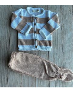 Set batita y pelele hilo rayado rosa viejo RN Peekaboo
