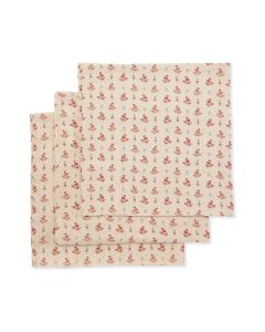 3 Pack Muslin Cloth Gots - Vintage Floral Red Konges Sløjd