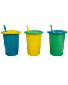 Set 3 Vasos c tapas y sorbitos Greengrown azul 10oz First Ye