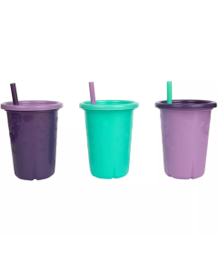 Set 3 Vasos c tapas y sorbitos Greengrown lila 10oz First Ye