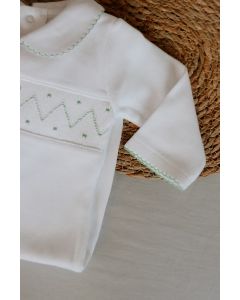Enterizo PIMA punto smock Verde 3/6 Mon Petit