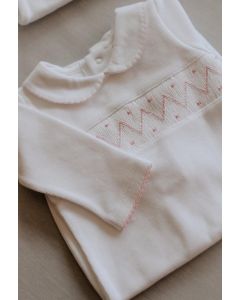 Enterizo PIMA punto smock rosa 0/3 Mon Petit