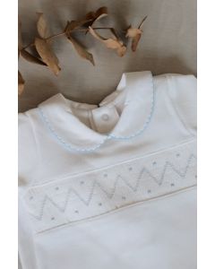Enterizo PIMA punto smock celeste 3/6 Mon Petit