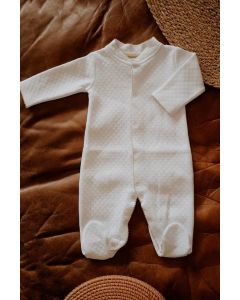 Enterizo PIMA Jacquard blanco y beige RN Mon Petit