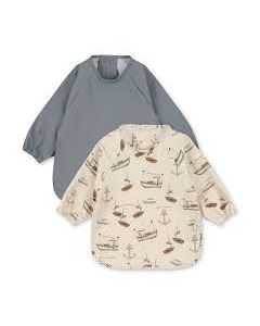 2 Pack Dinner Bib With Sleeves Sail Away Konges Slojd