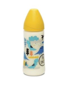 Biberón Pp 360Ml Flujo Papilla Silicona Dinos Amarilla Suavi