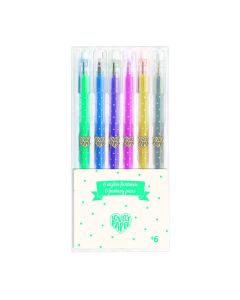 6 glitter gel pens  DJECO