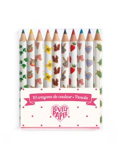 10 Aiko Mini Coloured Pencils Lovely Paper Djeco