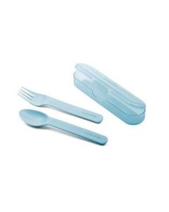 Set Cuchara + Tenedor + Estuche +12M Celeste Suavinex