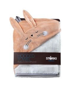 Toalla con capucha conejo durazno Storki