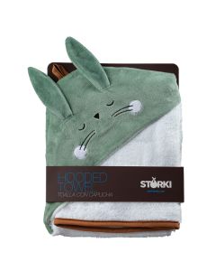 Toalla con capucha conejo verde Storki